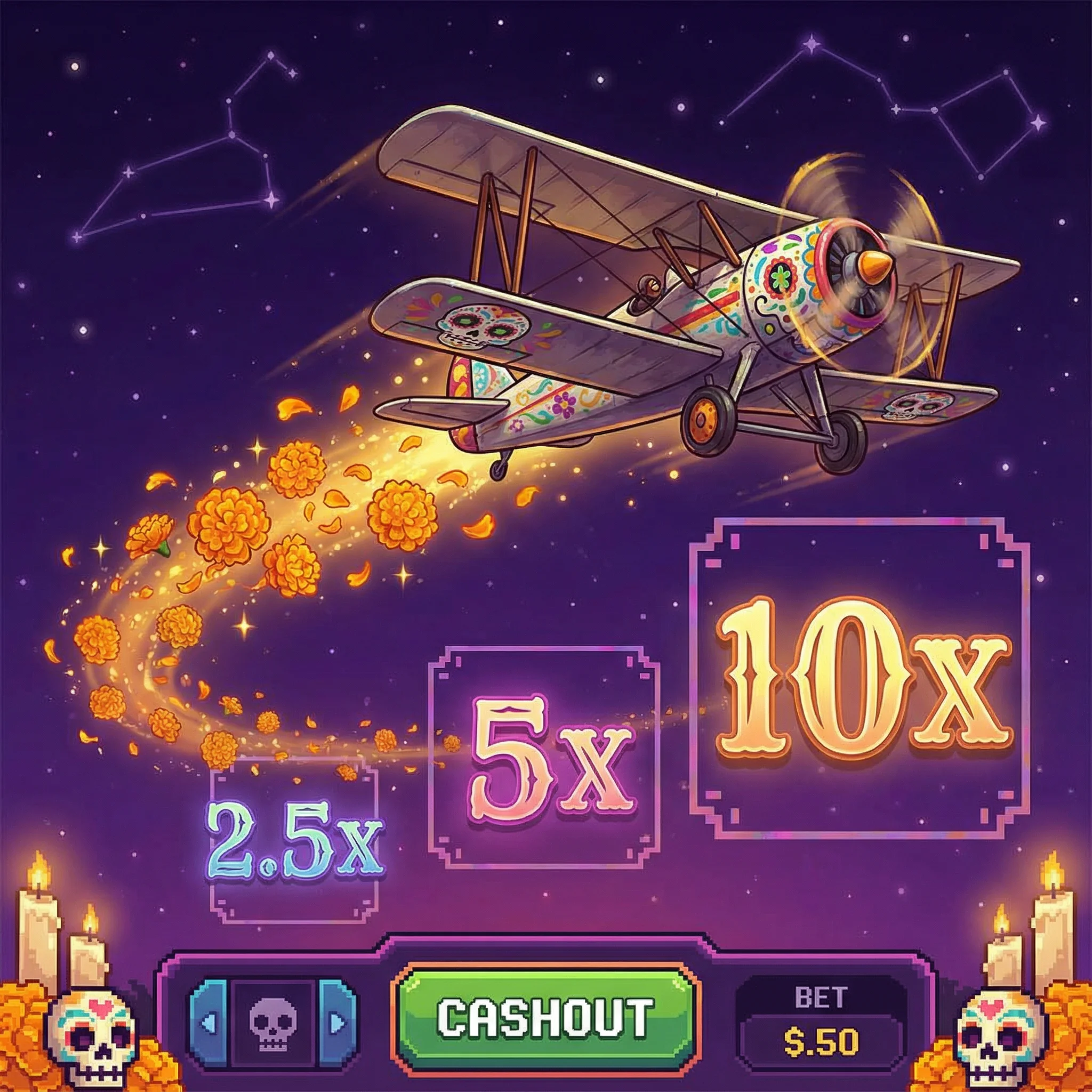 Juego Aviator con avión vintage y multiplicadores en Winz Casino